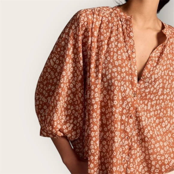 Pilcro Tops - PILCRO ANTHROPOLOGIE | Sidney batwing blouse burnt orange rust floral small